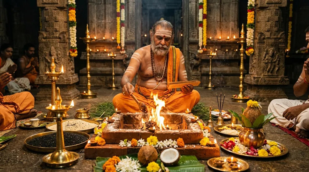 Vedic Priest Performing Sacred Mahalaya Amavasya Ancestral Pooja